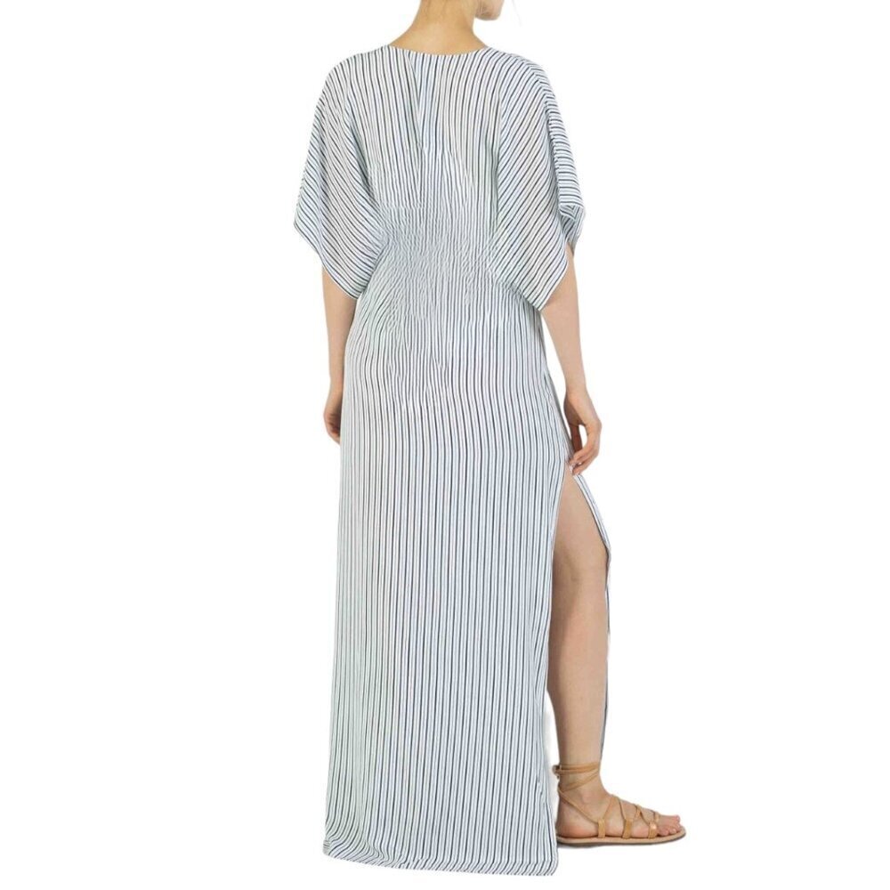 Paolita Voyage 100% Silk Striped Maxi Dress Cover Up Size Medium Missing Tie - Picture 5 of 15